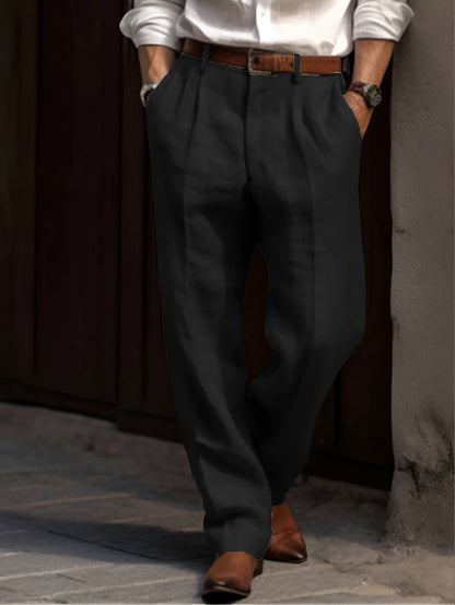 Men's High-Waisted Pleated Trousers | Loose Fit