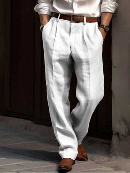 Men's High-Waisted Pleated Trousers | Loose Fit