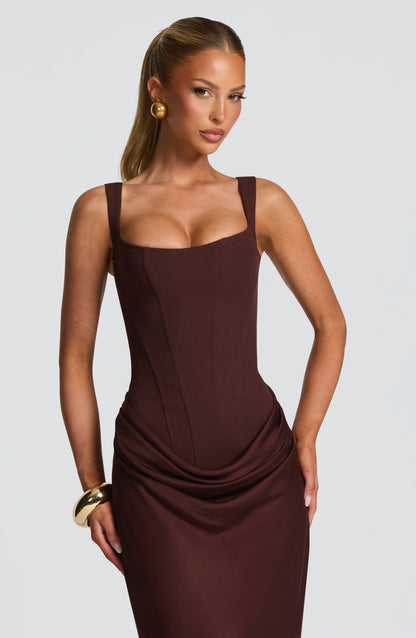 Women's Corset-Style Evening Maxi Dress | Square Neck