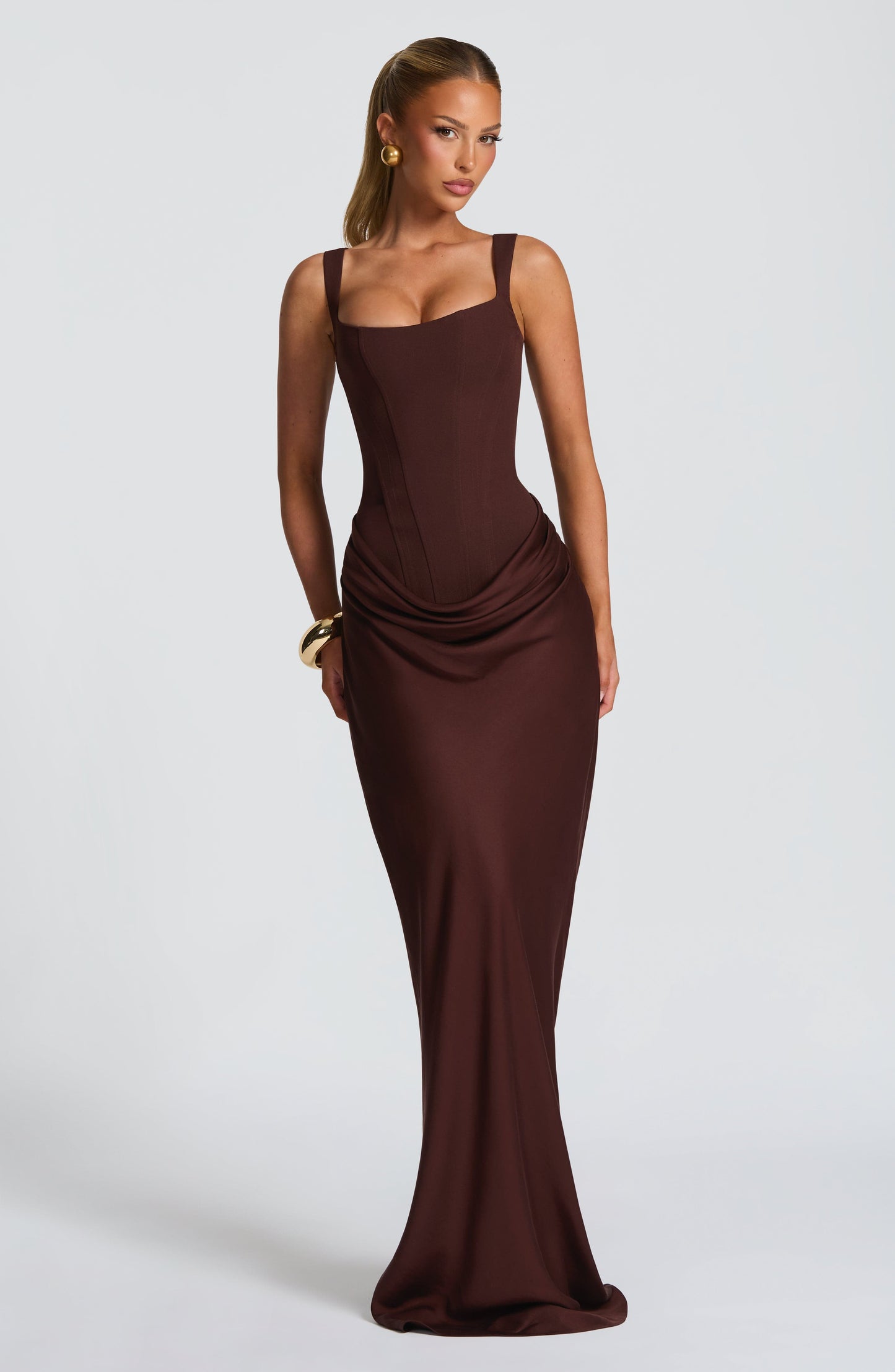 Women's Corset-Style Evening Maxi Dress | Square Neck