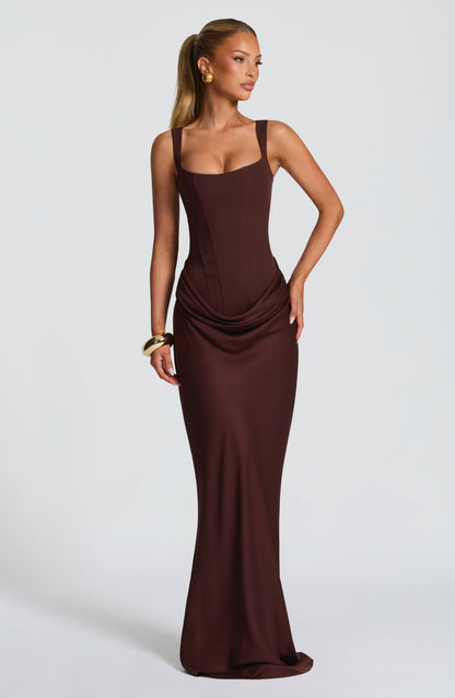 Women's Corset-Style Evening Maxi Dress | Square Neck