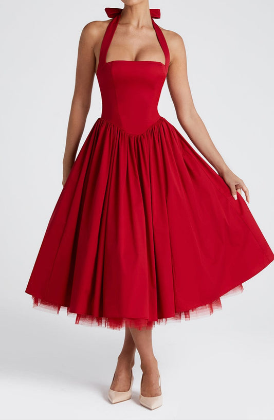 Triana Midi Dress - Red