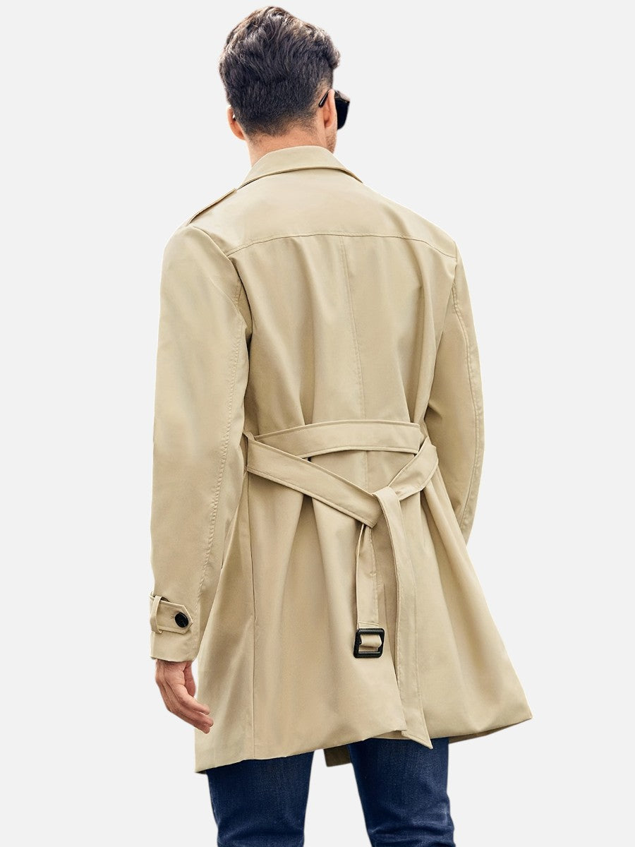 Men's Classic Double-Breasted Trench Coat | Mid-Length