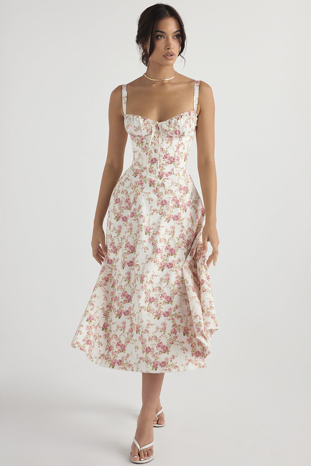 Women's Floral Print Sleeveless Summer Dress | Midi
