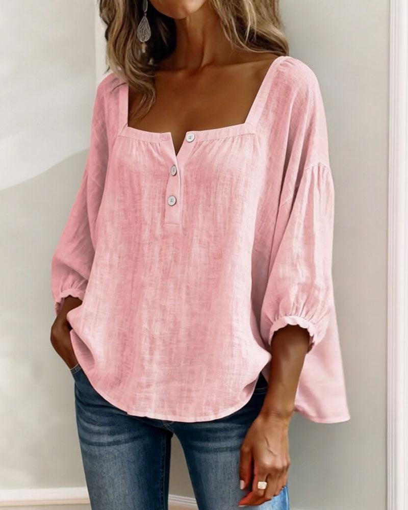 Women's Casual Square Neck Blouse | Relaxed Fit