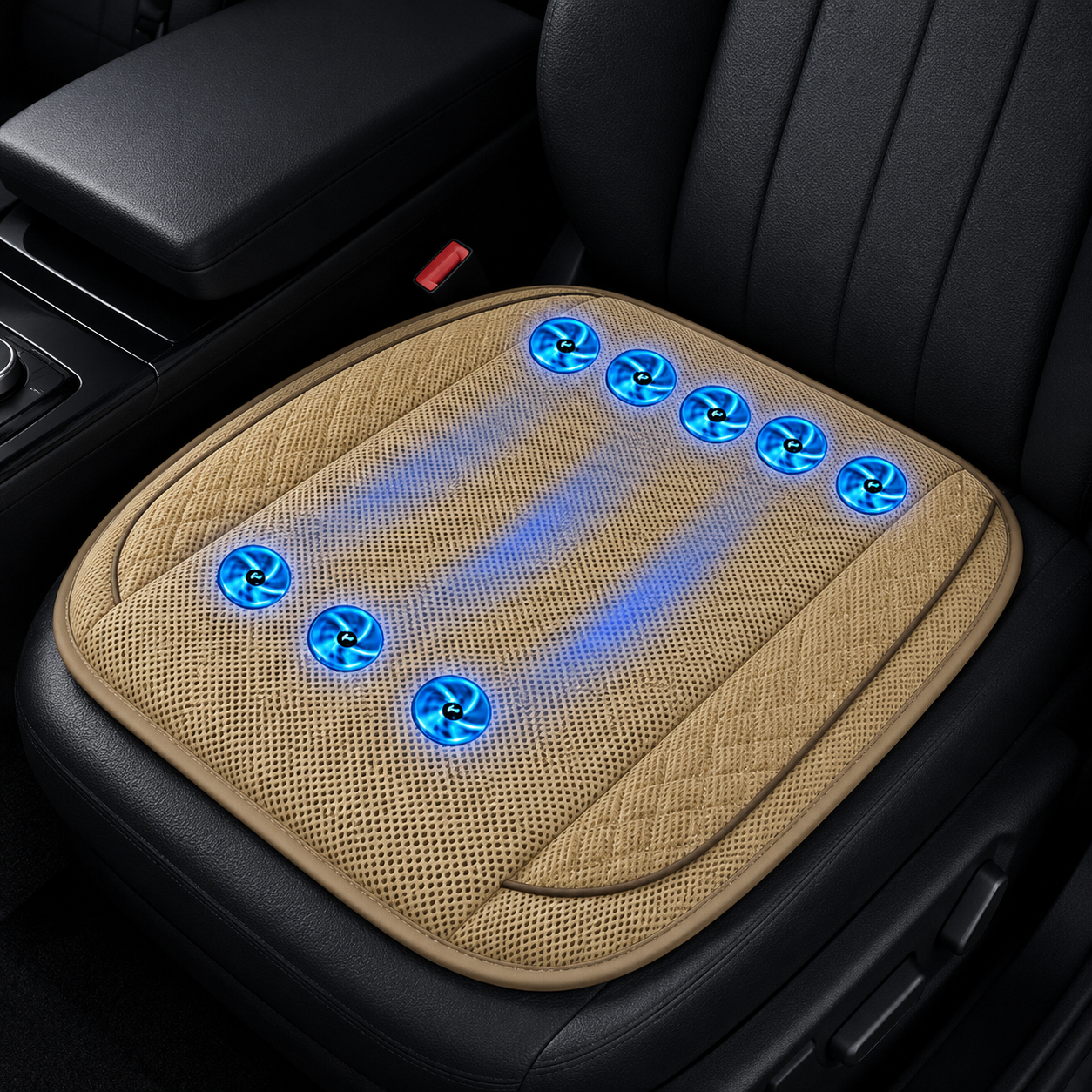 Cooling Car Seat Cushion with 10 Fans, USB 12V/24V Ventilated Seat Pad