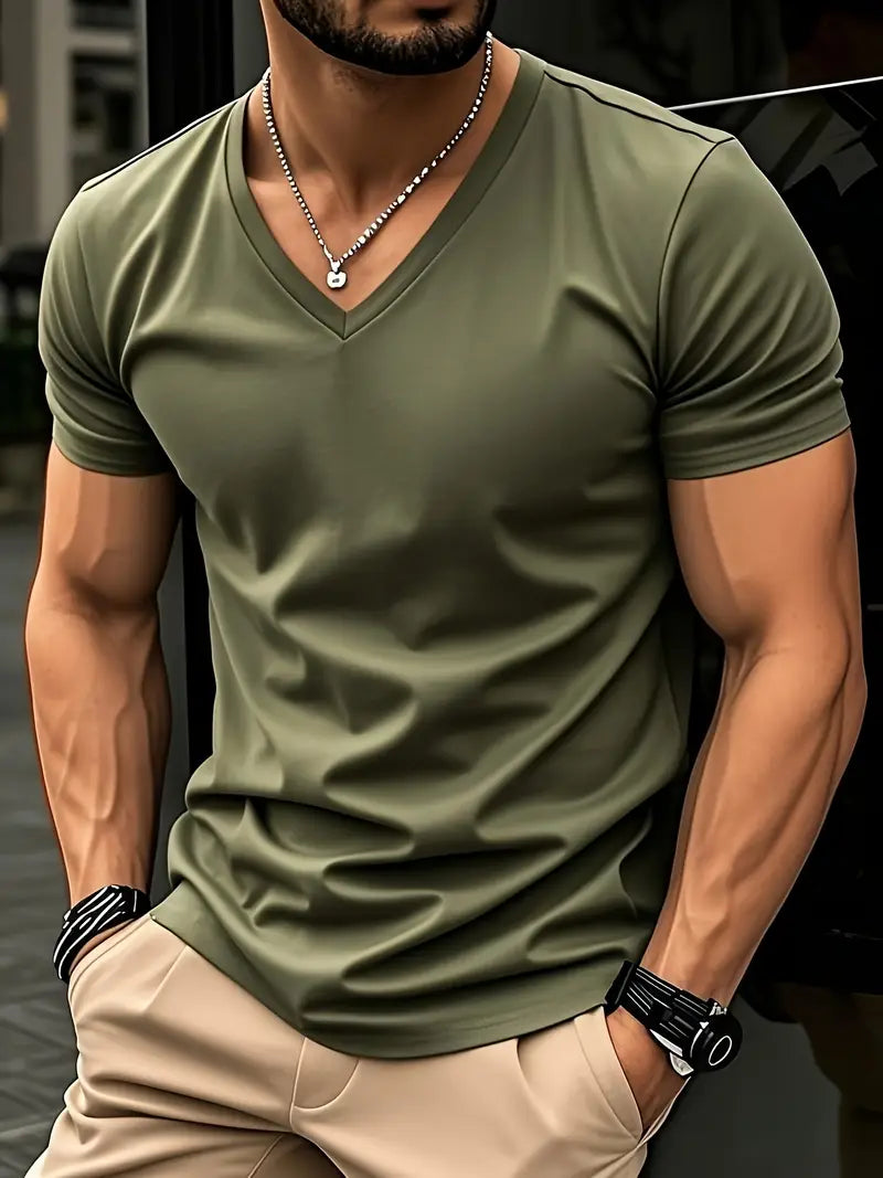 Men's Casual V-Neck T-Shirt | Short Sleeve