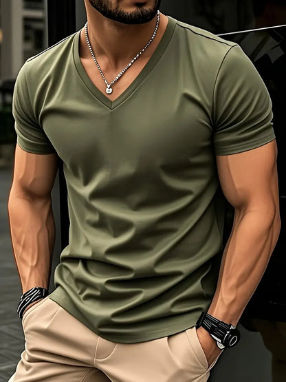 Men's Casual V-Neck T-Shirt | Short Sleeve