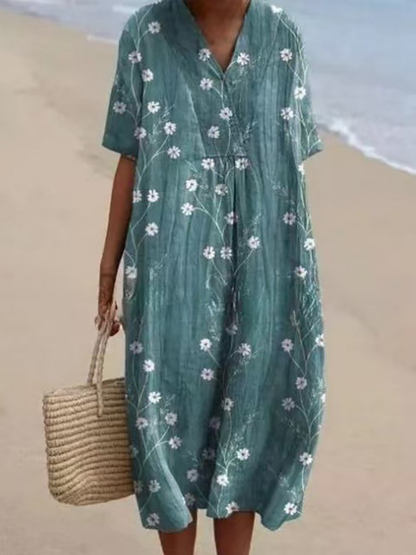 Women's Summer V-Neck Maxi Dress | Loose Fit