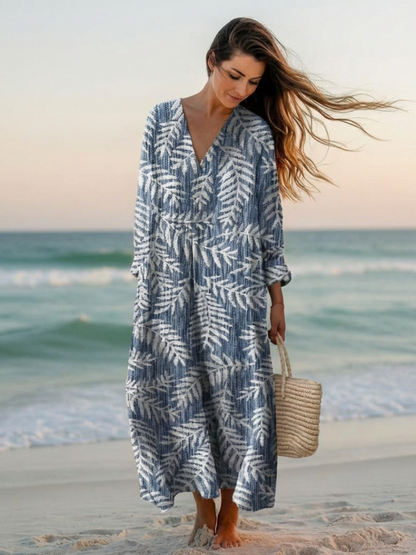 Women's Summer V-Neck Maxi Dress | Loose Fit