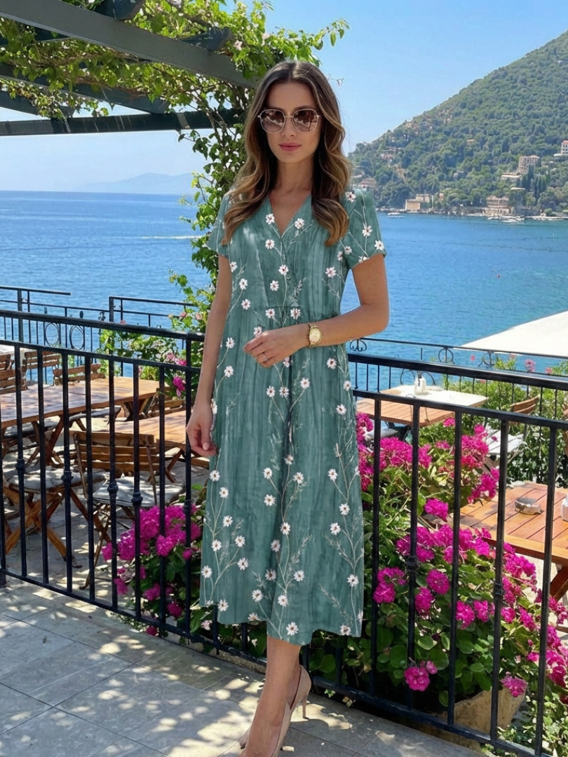 Women's Summer V-Neck Maxi Dress | Loose Fit