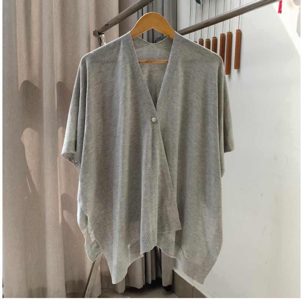 Effen gebreide sjaal met knoop voor dames - Michela