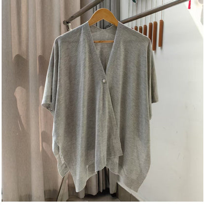 Effen gebreide sjaal met knoop voor dames - Michela