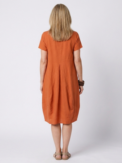 Women's Loose Casual Midi Dress | with Pockets