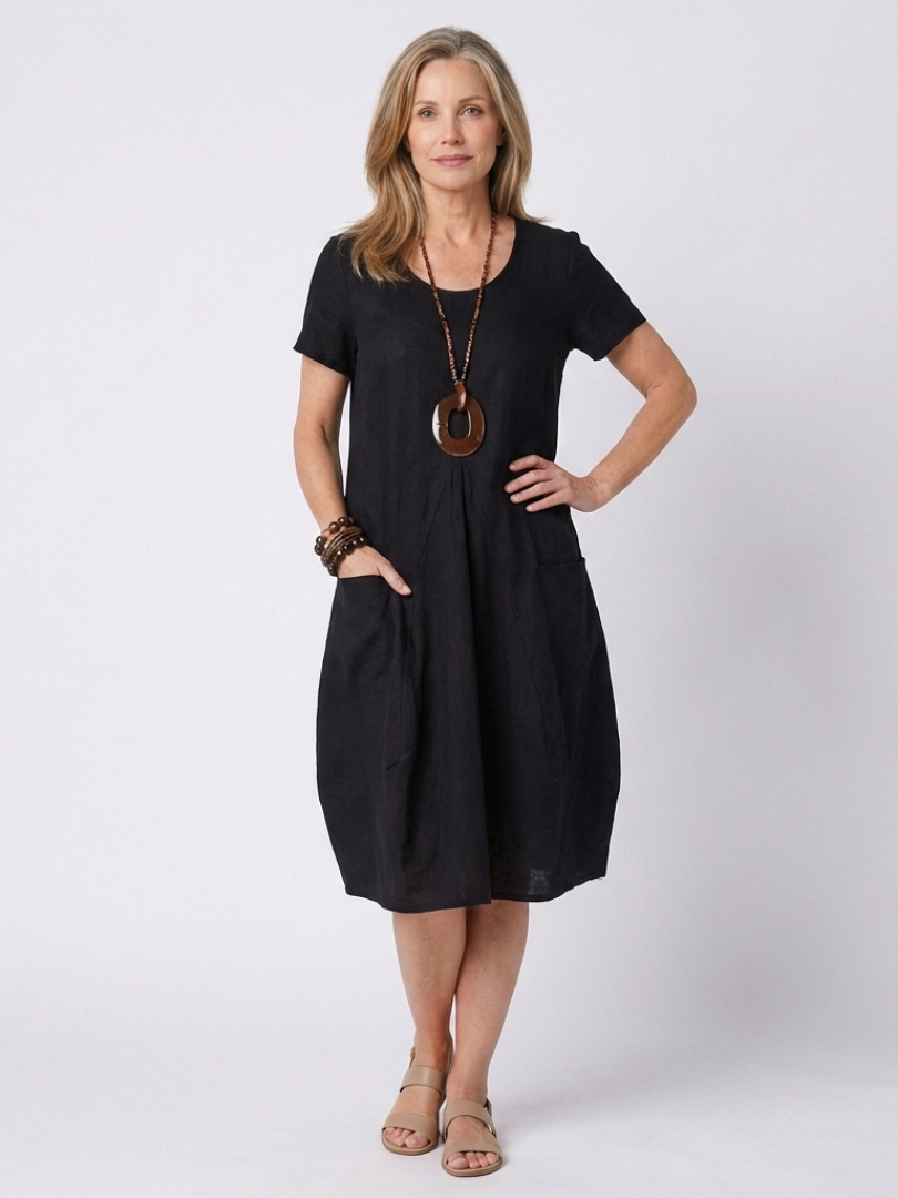 Women's Loose Casual Midi Dress | with Pockets