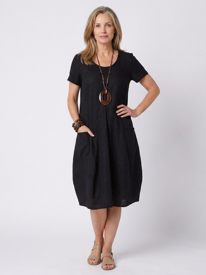 Women's Loose Casual Midi Dress | with Pockets