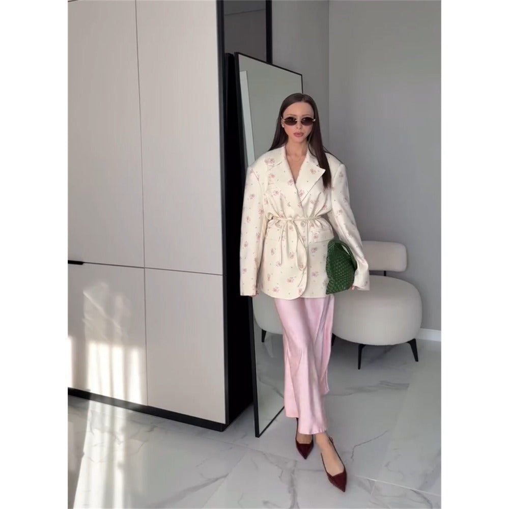 Blazer ceinturé à imprimé floral pour femme - Giusy