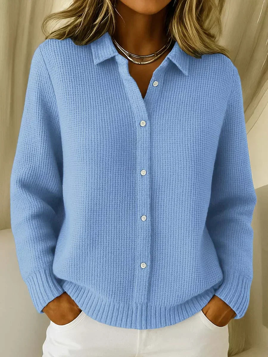 Women's Cozy Collared Knit Cardigan | Long Sleeve