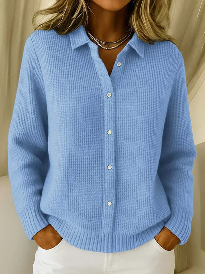 Women's Cozy Collared Knit Cardigan | Long Sleeve