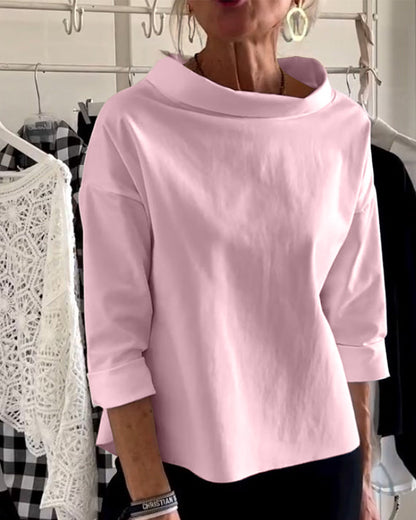 Women's Casual Waterfall Neck Blouse | with 3/4 Sleeves