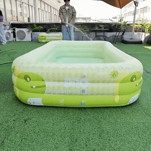 Inflatable Kids' Pool with Dino Sprayer & Sunshade — Available in 170 or 210 cm