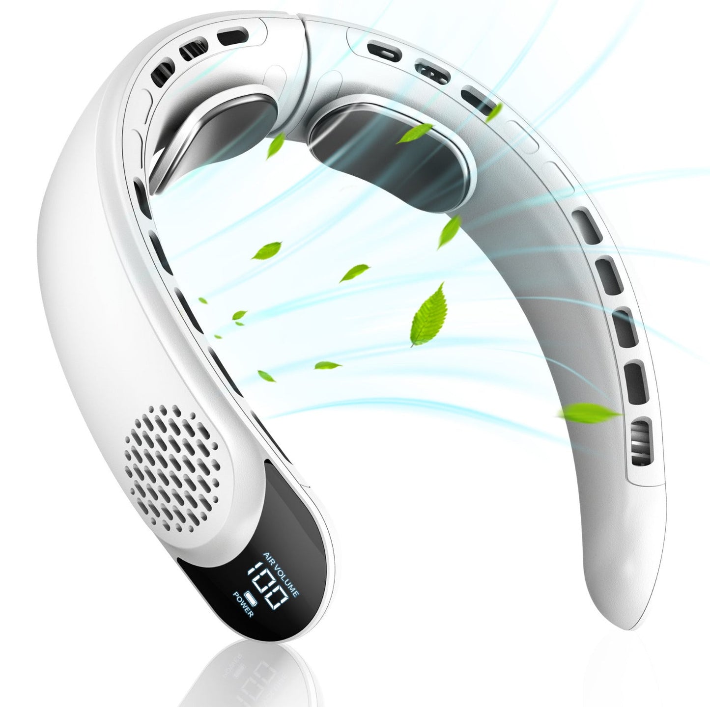 Rechargeable Wearable Neck Fan with Digital Display for Cooling