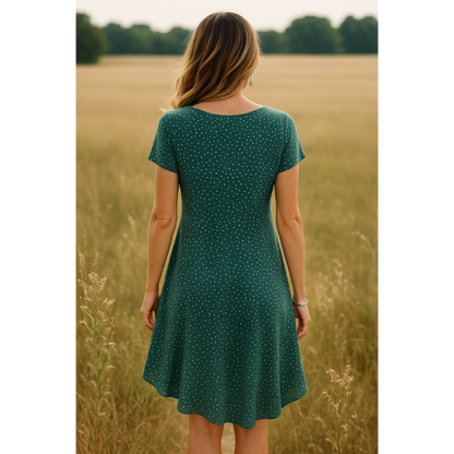 Women's Round Neck Short Sleeve Summer Dress | Midi