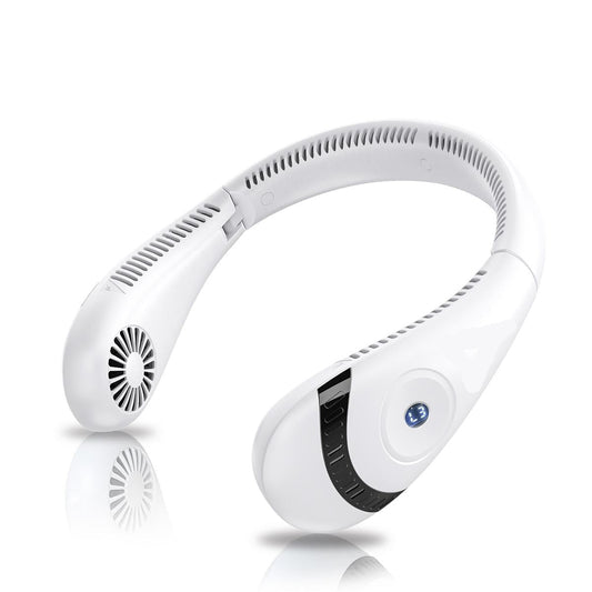 Portable Rechargeable Neck Fan - Blade-Free, USB-Powered, Hands-Free Cooling for Travel