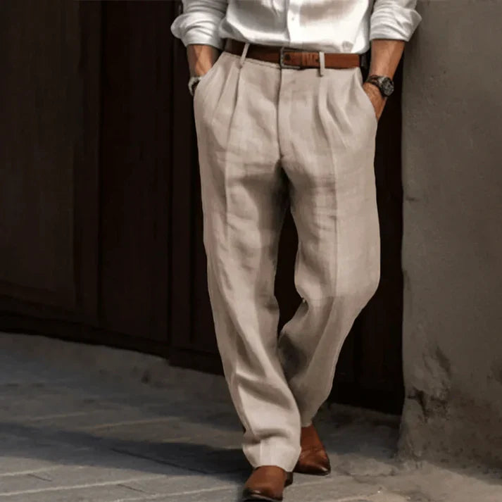 Men's Casual Linen Pants | Straight Leg