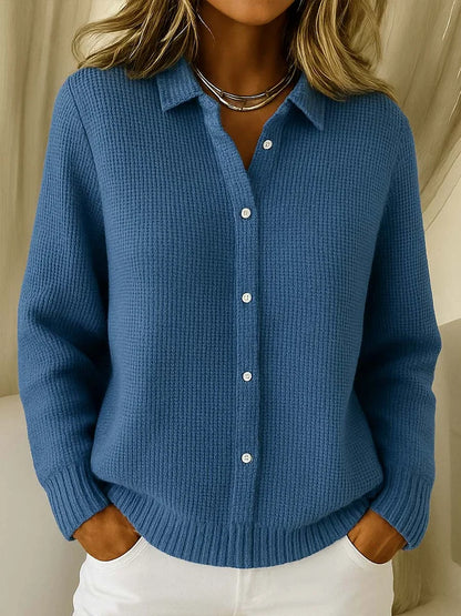 Women's Cozy Collared Knit Cardigan | Long Sleeve