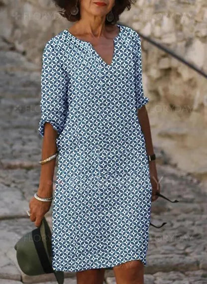 Women Casual 3/4 Sleeve Summer Dress | Mini