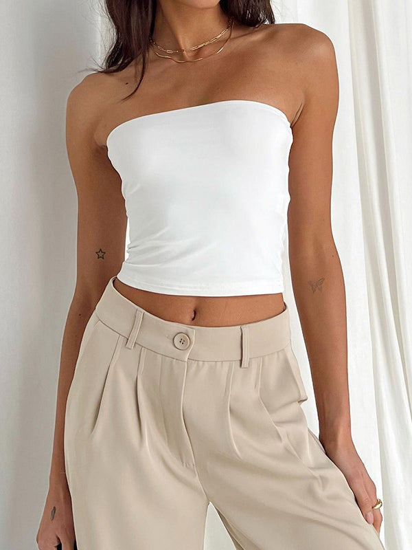 White Classic Street Simple Bandeau Top