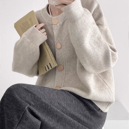 Cardigan boutonné en tricot beige pour femme - Chiara