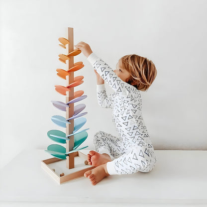 Vibrant Wooden Marble Run Learning Toy