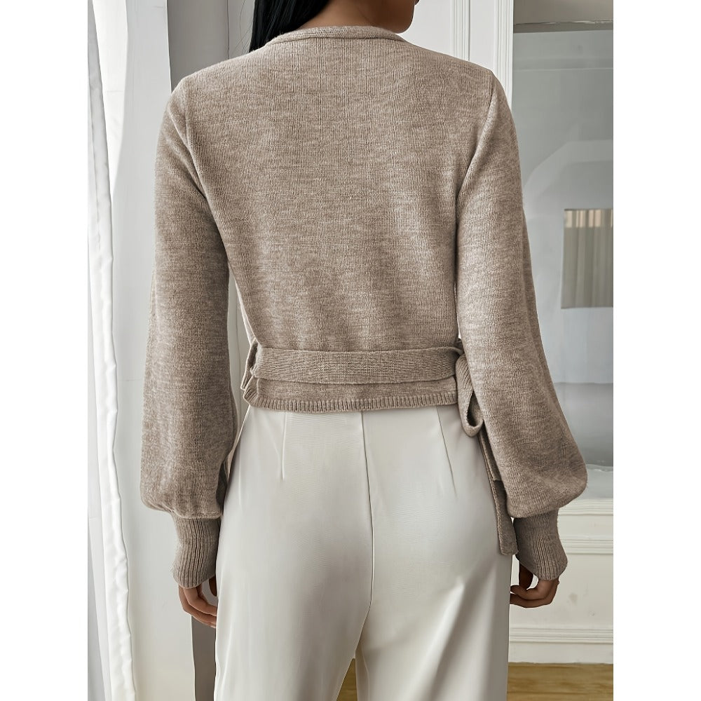 Beige wikkeltrui met lange mouwen voor dames - Clara