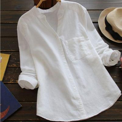 Women's Summer Button-Up Linen Blouse | with Chest Pocket