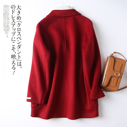 Dubbelrijs wolmix jas voor dames - Daria