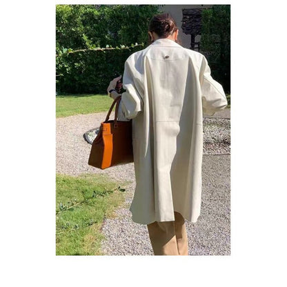 Trench-coat long boutonné avec poches pour femme - Candida