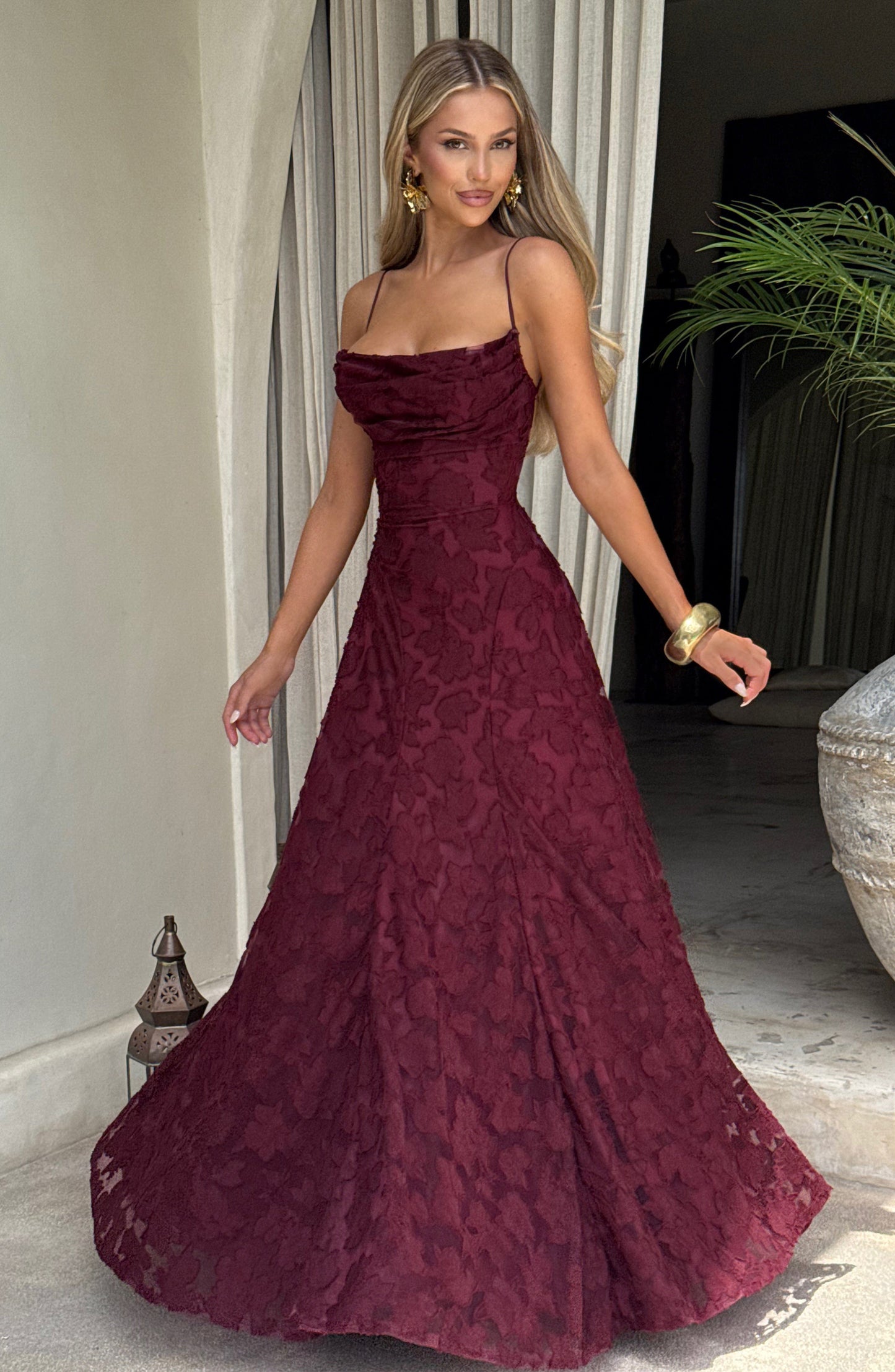 Women's Spaghetti Strap Wedding Guest Dress | Maxi