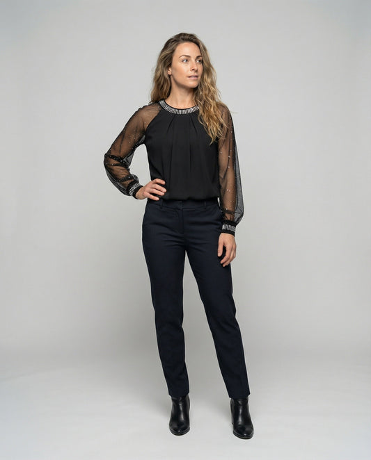 Women's Black Formal Blouse | Long Sleeve