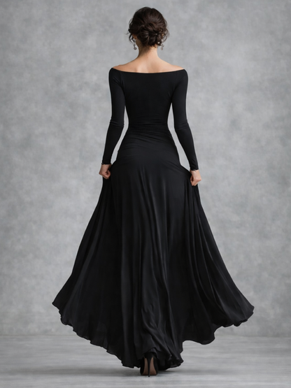 Women's Formal Black Evening Gown | Long Sleeve