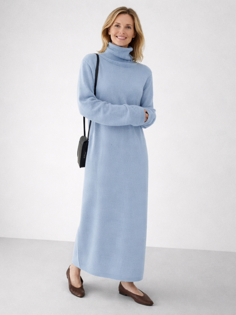 Women's Long Sleeve Turtleneck Sweater Dress | Maxi