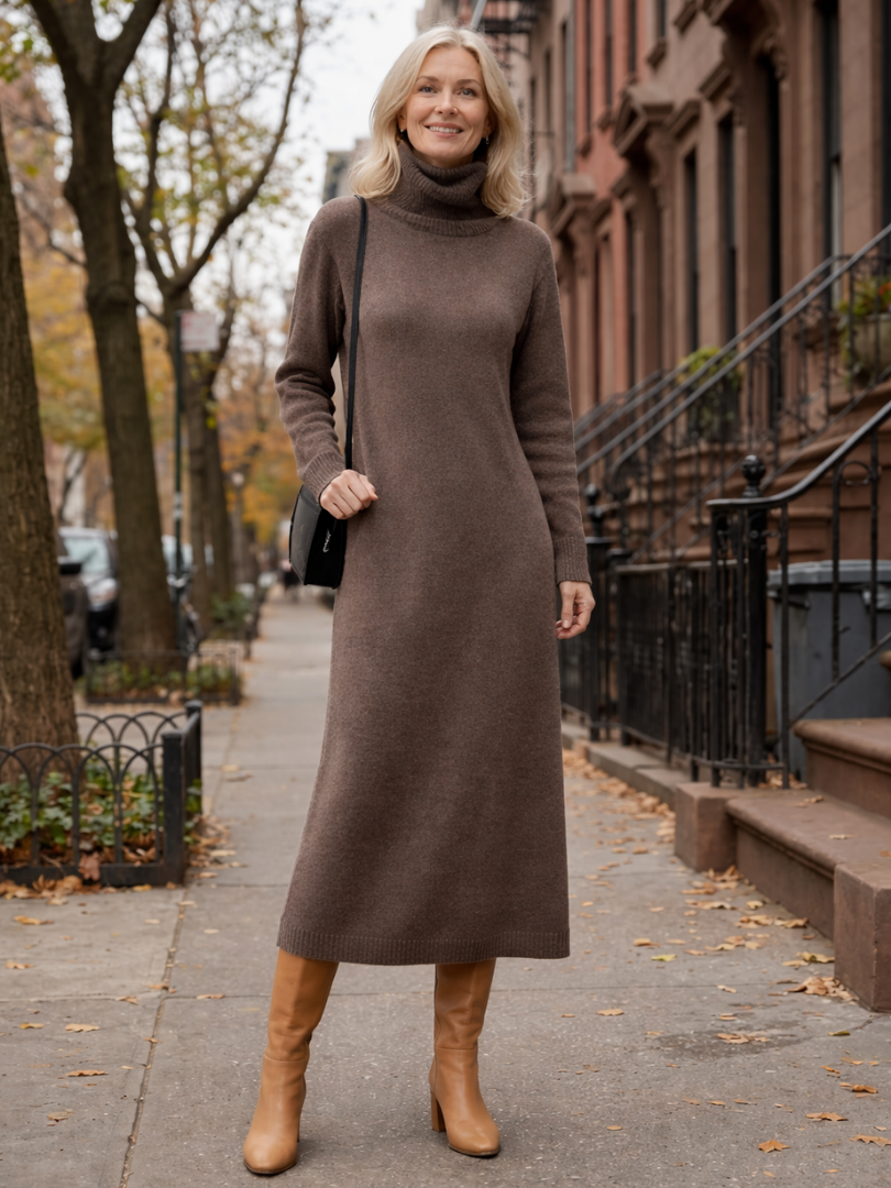 Women's Long Sleeve Turtleneck Sweater Dress | Maxi