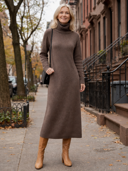 Women's Long Sleeve Turtleneck Sweater Dress | Maxi