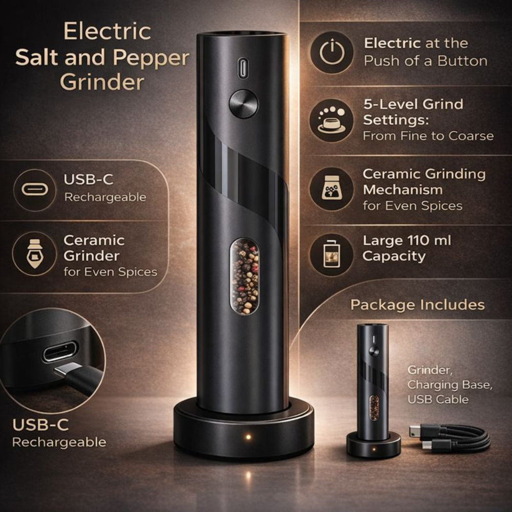 Stainless Steel Electric Salt and Pepper Grinder Set
