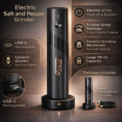 Stainless Steel Electric Salt and Pepper Grinder Set