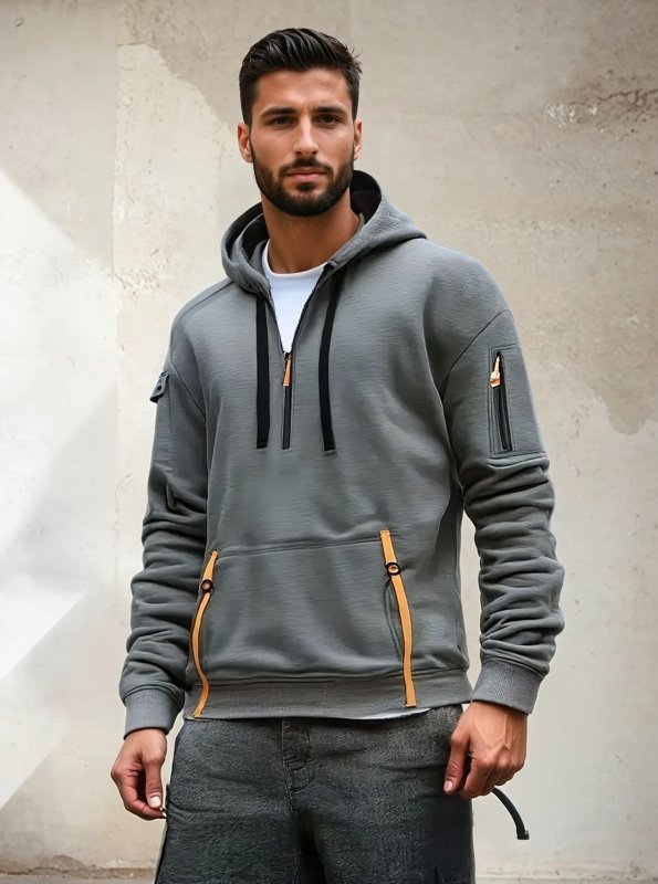 Men's Multiple Zipper Pockets Hoodie | Sports