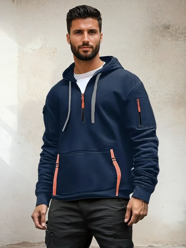 Men's Multiple Zipper Pockets Hoodie | Sports