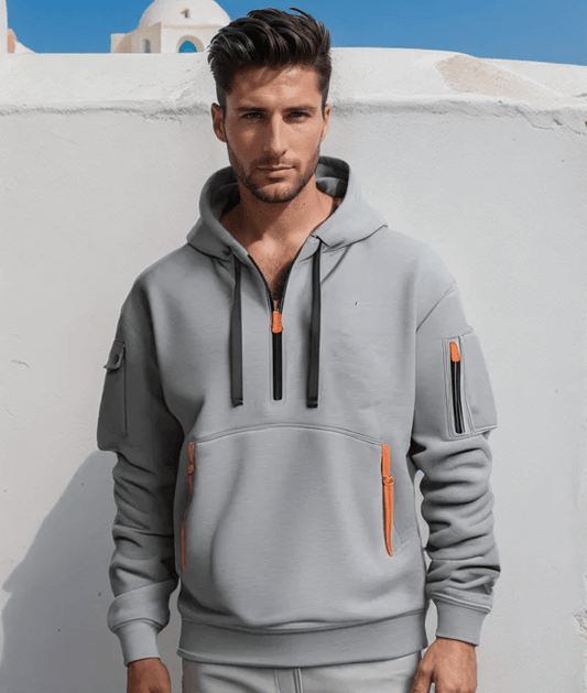 Men's Multiple Zipper Pockets Hoodie | Sports