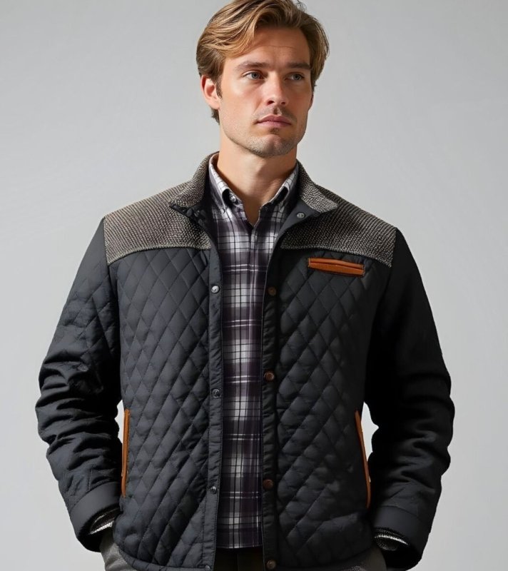 Men's Splicing Cotton Jacket | Lattice